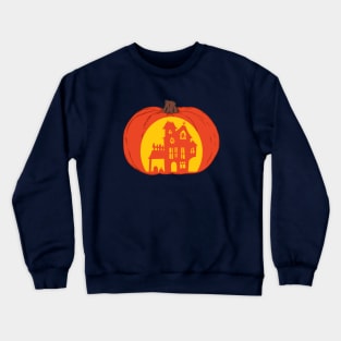 Haunted House Pumpkin Graphic Crewneck Sweatshirt